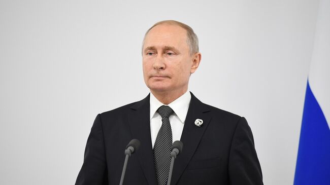 Президент РФ Владимир Путин на пресс-конференции по итогам саммита Группы двадцати. 29 июня 2019