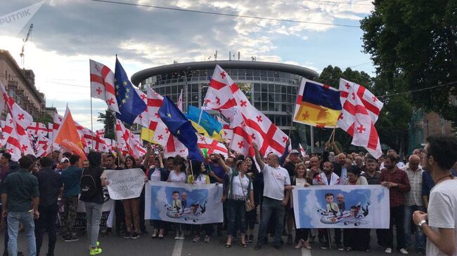 Митингующие в центре Тбилиси, Грузия. 29 июня 2019