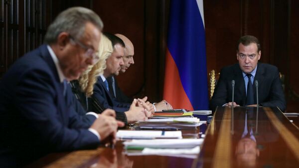 Председатель правительства РФ РФ Дмитрий Медведев проводит совещание с вице-премьерами. 1 июля 2019