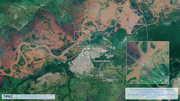 Снимок Иркутской области из космоса, пострадавшей от паводка