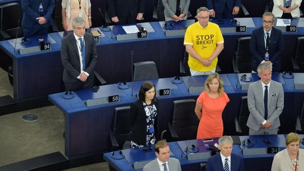 Депутаты на первой сессии нового Европейского парламента в Страсбурге. 2 июля 2019