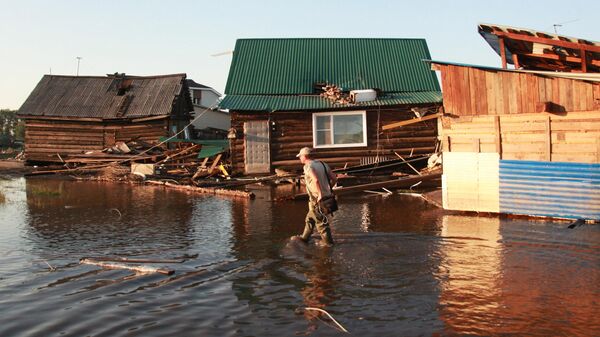 Последствия подтопления в городе Тулун в Иркутской области. 4 июля 2019