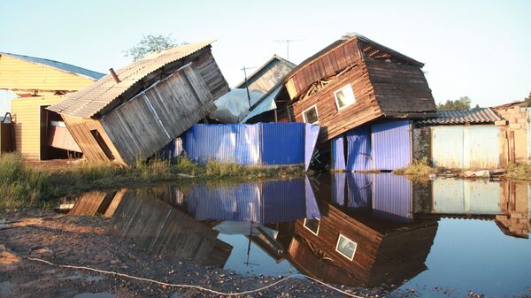 Разрушенные паводком дома в городе Тулун в Иркутской области