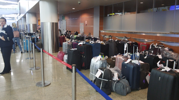 Багаж пассажиров в аэропорту Шереметьево