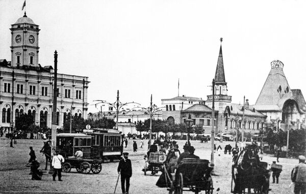 Репродукция фотографии 1916 года. Каланчевская площадь города Москвы