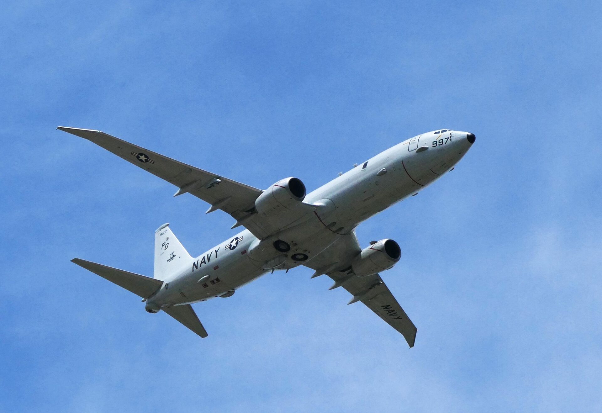 Самолет Boeing P-8 Poseidon военно-морских сил США во время учения стран НАТО Sea Breeze-2019 в Николаевской области - РИА Новости, 1920, 24.09.2024