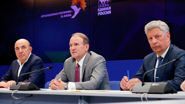 Виктор Медведчук во время встречи с председателем правительства РФ Дмитрием Медведевым