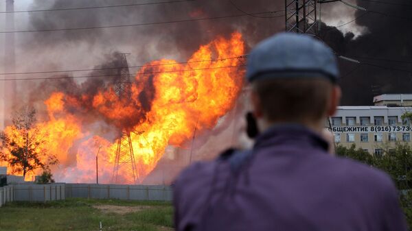 Пожар в районе Северной ТЭЦ в Мытищах