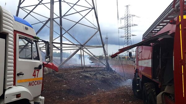 Тушение пожара на территории Северной ТЭЦ в Мытищах