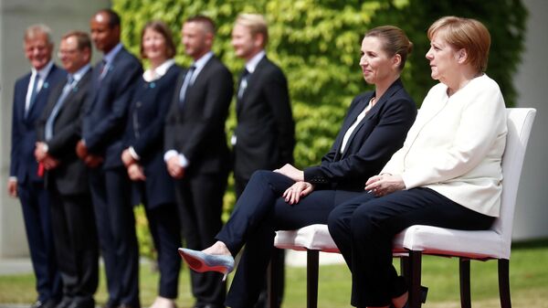 Канцлер Германии Ангела Меркель и премьер-министр Дании Метте Фредериксен во время встречи в Берлине