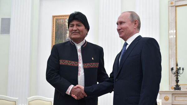 Президент России Владимир Путин и президент Боливии Эво Моралес во время встречи. 11 июля 2019