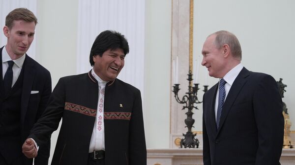 Владимир Путин и президент Боливии Эво Моралес во время встречи. 11 июля 2019