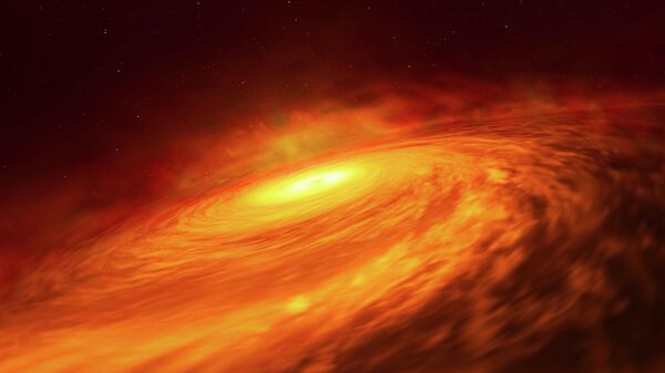 Так художник представил себе спящую черную дыру в центре галактики NGC 3147