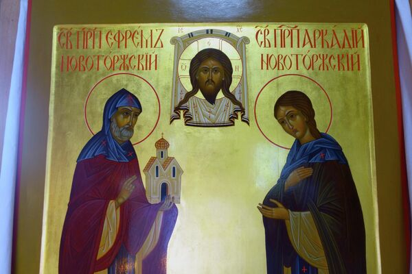 Преподобные Ефрем и Аркадий Новоторжские. Икона в Тихвинском храме г. Торжок Преподобные Ефрем и Аркадий Новоторжские. Икона в Тихвинском храме г. Торжок