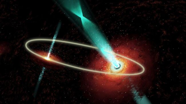 Пара сверхмассивных черных дыр в центре галактики OJ 287