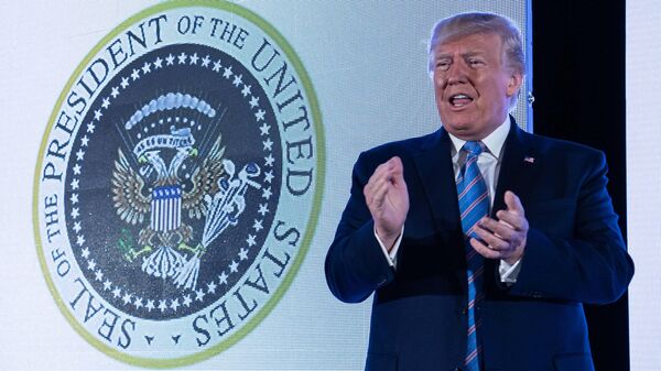 Президент США Дональд Трамп во время выступления на мероприятии организации Turning Point в Вашингтоне