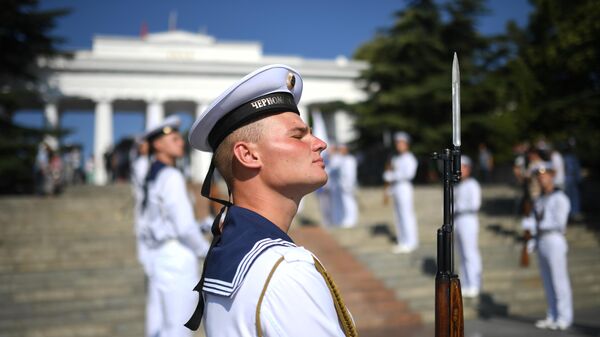 Моряки Черноморского флота во время празднования Дня ВМФ в Севастополе. 28 июля 2019