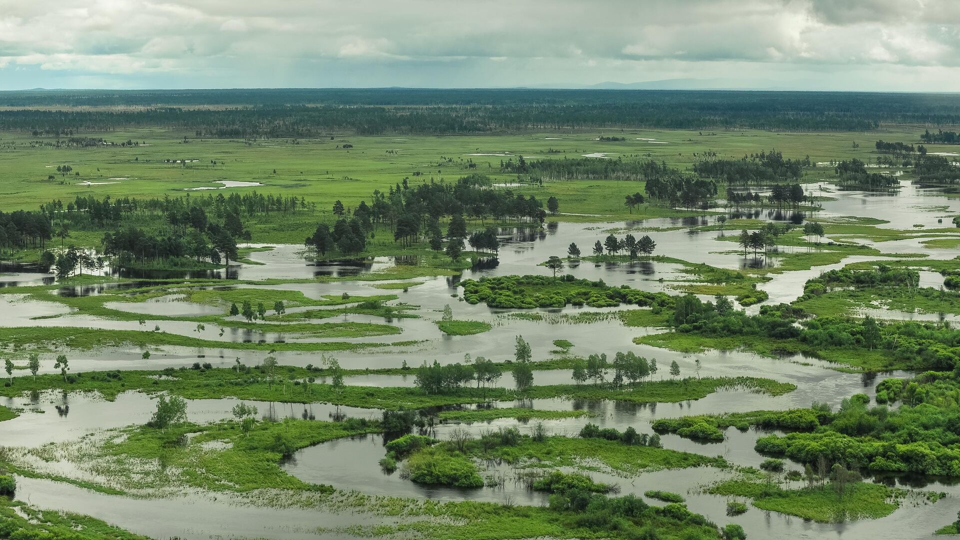 Территория, затопленная в результате разлива реки в Амурской области - РИА Новости, 1920, 14.03.2022