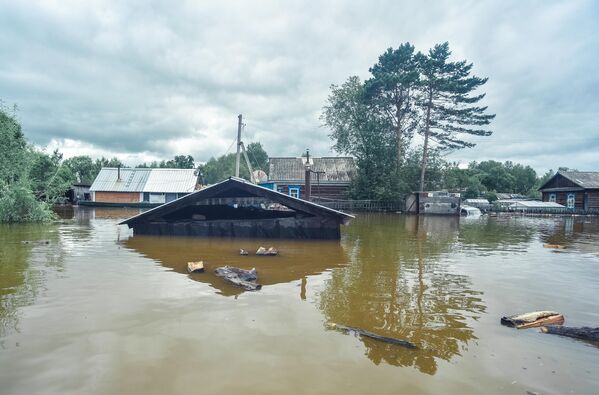 Затопленные дома в селе Норск в Селемджинском районе Амурской области