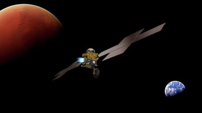 Так художник представил себе аппарат Mars Return Orbiter, который доставит образцы пород с Марса на Землю