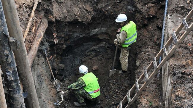 Археологические раскопки вблизи улицы Сретенки в Москве