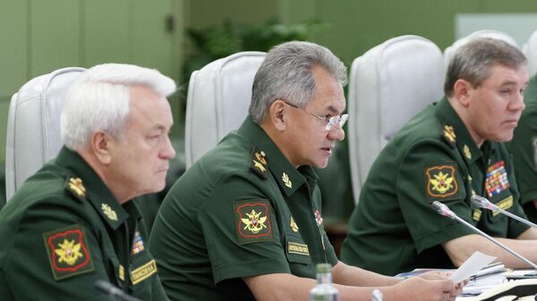 Министр обороны РФ Сергей Шойгу проводит селекторное совещание с руководством Вооруженных сил РФ. 1 августа 2019