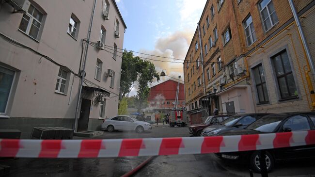 Пожар в промышленном здании в центре Москвы. 3 августа 2019 