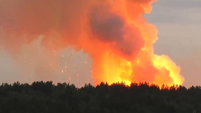 Пожар на складе хранения боеприпасов