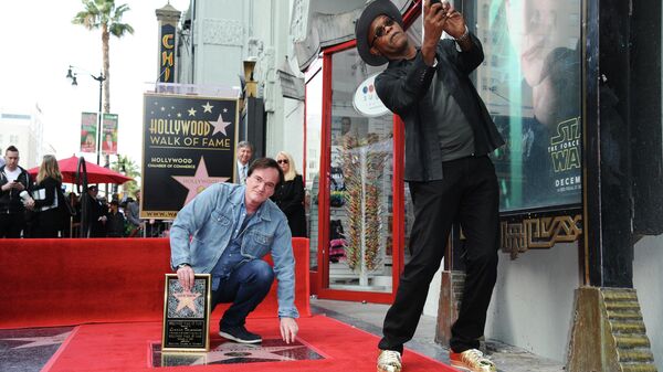 Квентин Тарантино и Сэмюэл Л. Джексон на Голливудской аллее славы. 21 декабря 2015 года