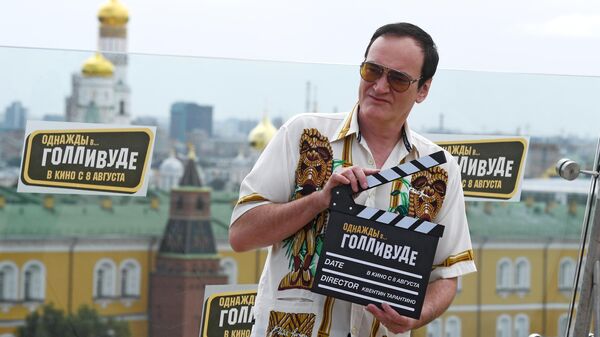 Режиссер Квентин Тарантино во время фотоколла на крыше отеля The Ritz Carlton Moscow в Москве