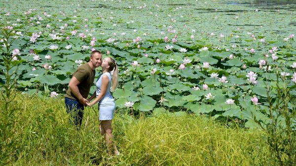 Посетители фестиваля Лотос-2019 на озере Бассейн близ села Яковлевка