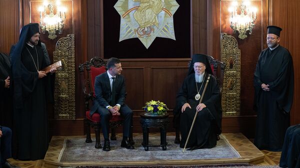 Президент Украины Владимир Зеленский и патриарх Константинопольский Варфоломей во время встречи в Стамбуле, Турция. 8 августа 2019