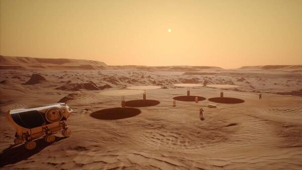 Так художник представил себе набор ядерных реакторов на поверхности Марса