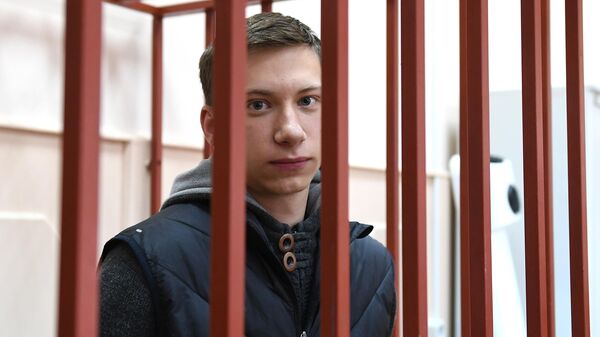Активист партии Яблоко Валерий Костенок в Басманном суде Москвы. 12 августа 2019