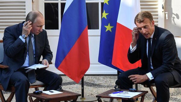 Встреча Владимира Путина и Эммануэля Макрона во Франции. 19 августа 2019