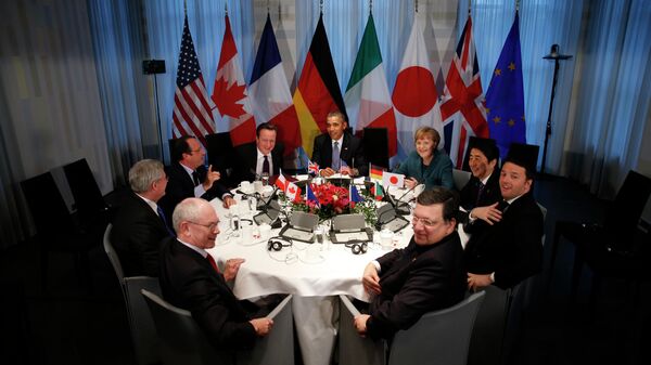 Заседание лидеров G7 в ходе саммита по ядерной безопасности в Гааге, Нидерланды. 2014 год