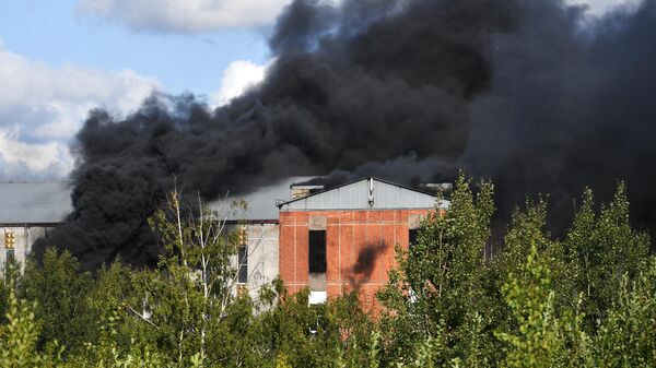 Пожар в административно-складском здании в Невском районе Санкт-Петербурга. 22 августа 2019