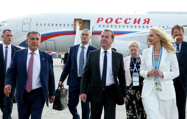  Председатель правительства РФ Дмитрий Медведев в аэропорту Казани