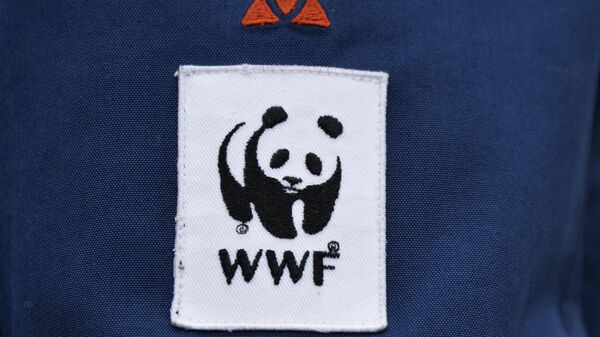 Эмблема WWF на униформе одного из сотрудников лесного отдела Амурского филиала WWF России в Приморском крае