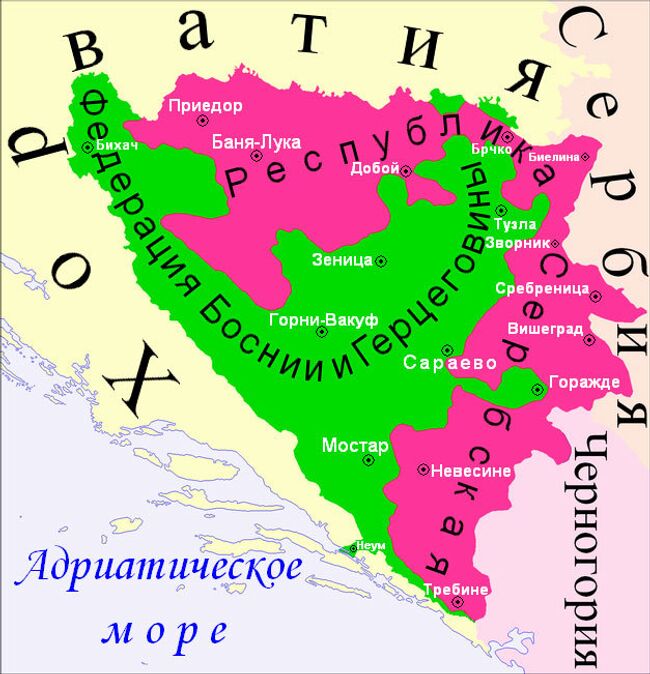 Карта Боснии и Герцеговины