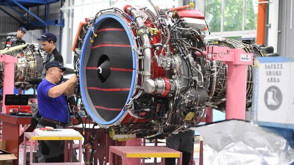 Сборка турбовентиляторного двигателя PowerJet SaM146 для самолетов Sukhoi Superjet 100 на заводе имени Гагарина в Комсомольске-на-Амуре