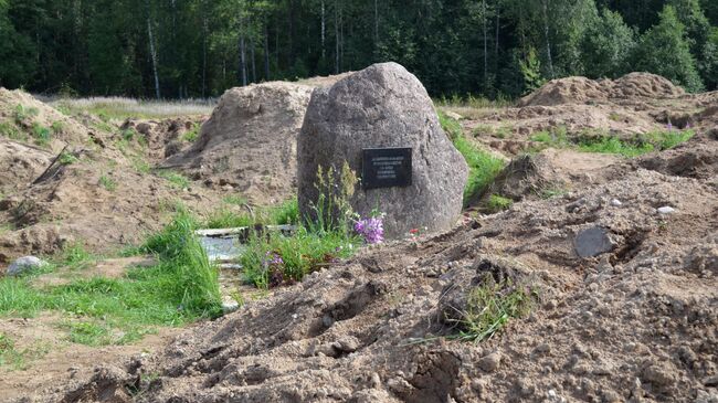 Место раскопок в районе деревни Жестяная Горка, где следователи обнаружили около 500 тел жертв латвийских карателей