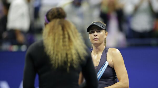 Мария Шарапова в матче US Open против Серены Уильямс