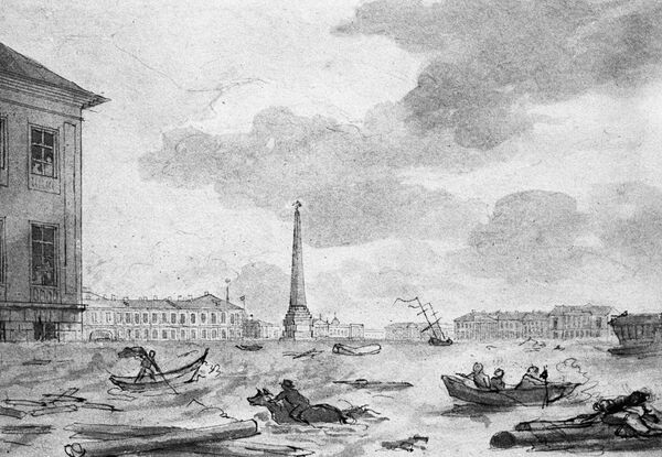 Репродукция рисунка художника Никанора Григорьевича Чернецова (1805-1879) Наводнение в Петербурге.1824 год Репродукция рисунка художника Никанора Григорьевича Чернецова (1805-1879) Наводнение в Петербурге.1824 год