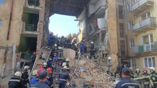 Взрыв в жилом доме в городе Дрогобыч в Львовской области Украины