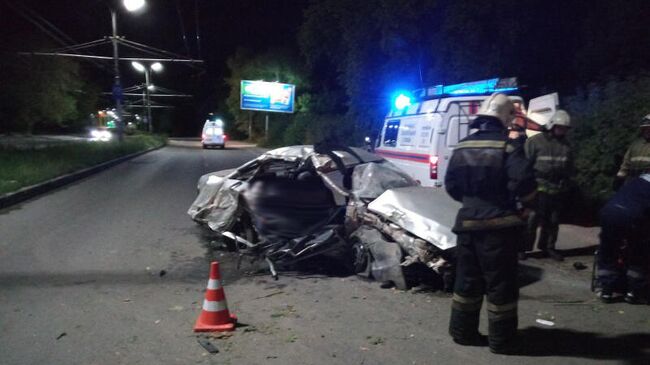 ДТП в Рязани вблизи дома 1 на улице Спортивная с участием автомобиля Деу Нексия. 30 августа 2019