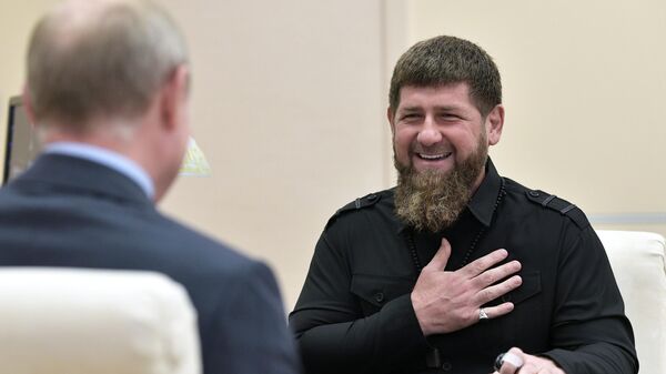 Глава Чеченской Республики Рамзан Кадыров во время встречи с президентом РФ Владимиром Путиным