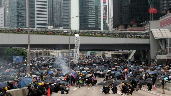 Участники акции протеста в Гонконге. 31 августа 2019