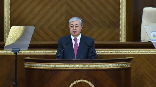 Президент Казахстана Касым-Жомарт Токаев выступает на открытии сессии парламента
