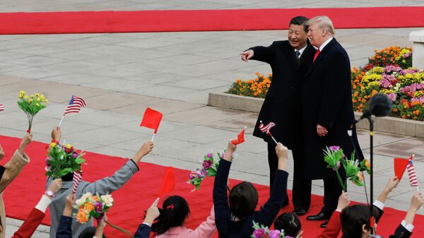 Председатель КНР Си Цзиньпин и президент США Дональд Трамп в Пекине